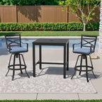 3/5-Piece Outdoor Patio Aluminum Swivel Bar Stools and Table Set