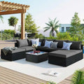 8-Piece Outdoor Wicker Sectional Sofa Set with Coffee Table, Cushions