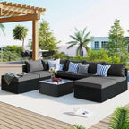 8-Piece Outdoor Wicker Sectional Sofa Set with Coffee Table, Cushions