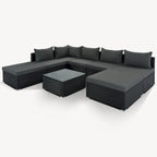 8-Piece Outdoor Wicker Sectional Sofa Set with Coffee Table, Cushions