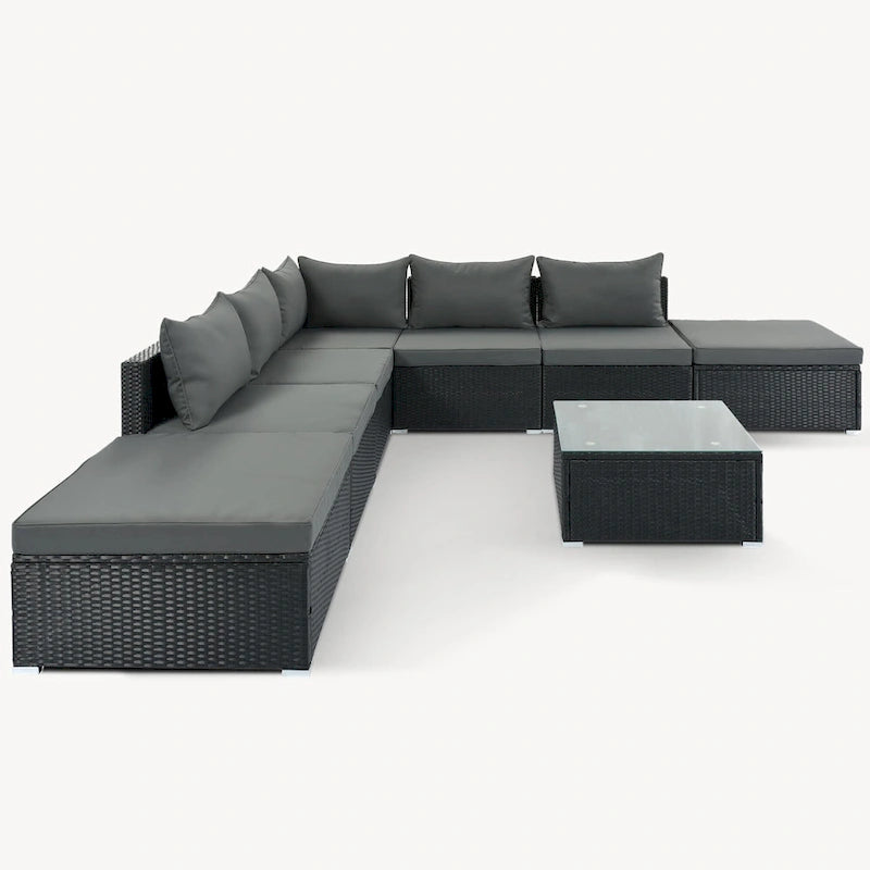 8-Piece Outdoor Wicker Sectional Sofa Set with Coffee Table, Cushions