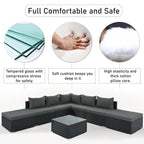 8-Piece Outdoor Wicker Sectional Sofa Set with Coffee Table, Cushions