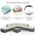 8-Piece Outdoor Wicker Sectional Sofa Set with Coffee Table, Cushions