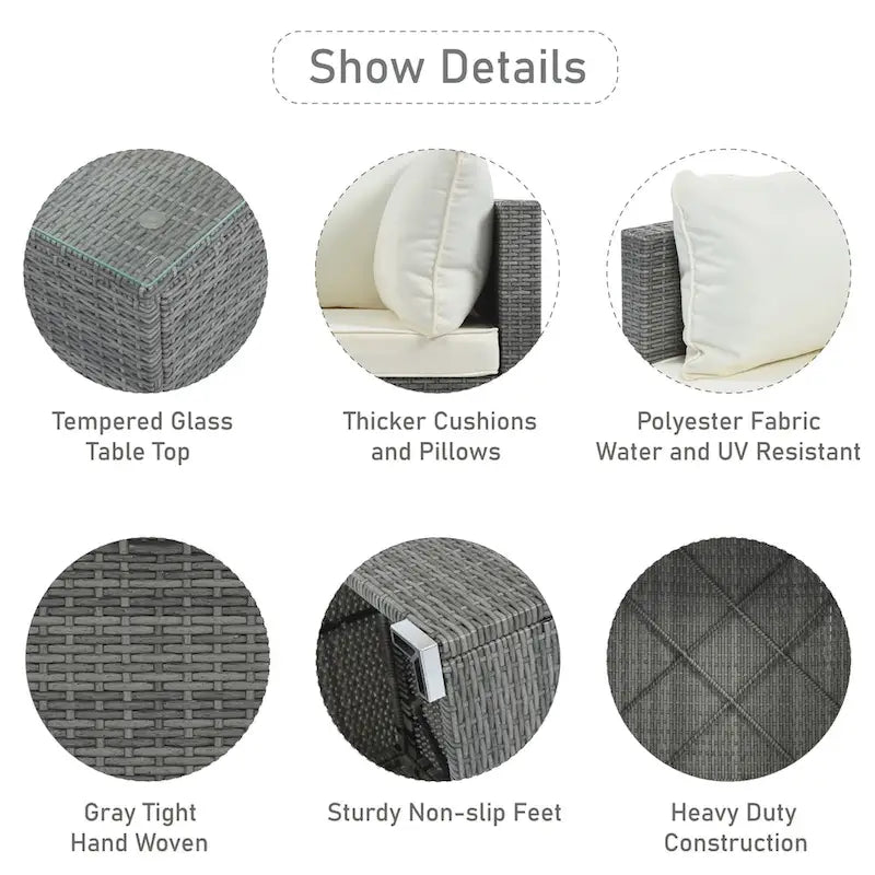 8-Piece Outdoor Wicker Sectional Sofa Set with Coffee Table, Cushions