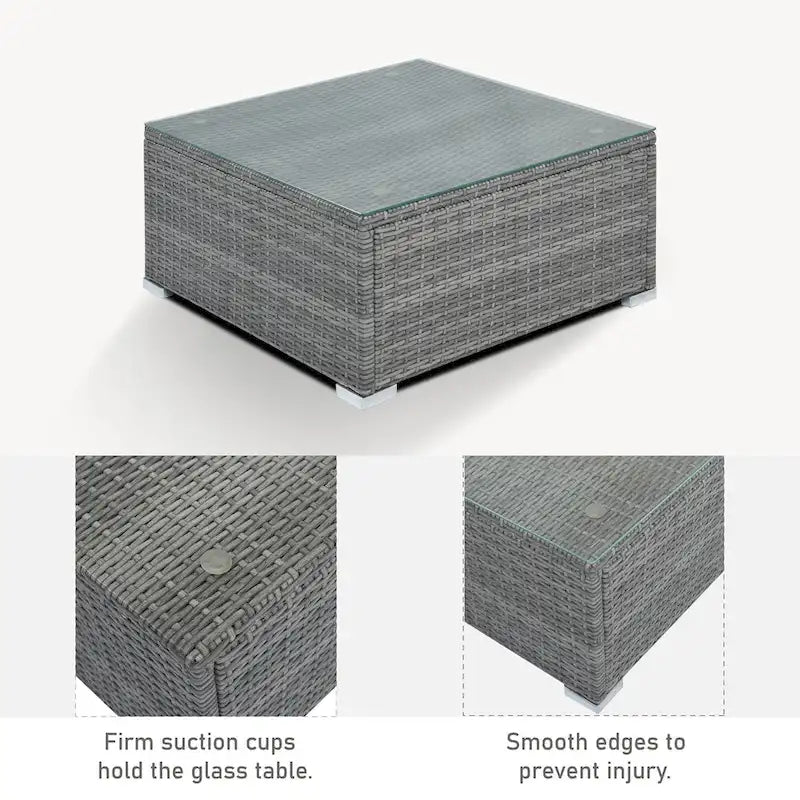 8-Piece Outdoor Wicker Sectional Sofa Set with Coffee Table, Cushions