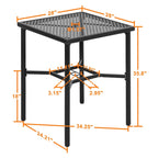 Outdoor 28 Inch Square Bar Table with Mesh Top and 1.57-Inch Umbrella Hole