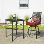 Outdoor 28 Inch Square Bar Table with Mesh Top and 1.57-Inch Umbrella Hole