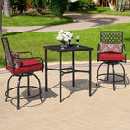 Outdoor 28 Inch Square Bar Table with Mesh Top and 1.57-Inch Umbrella Hole