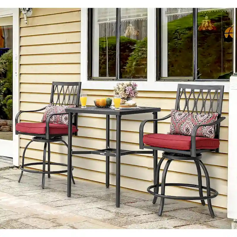 Outdoor 28 Inch Square Bar Table with Mesh Top and 1.57-Inch Umbrella Hole