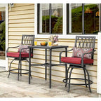 Outdoor 28 Inch Square Bar Table with Mesh Top and 1.57-Inch Umbrella Hole