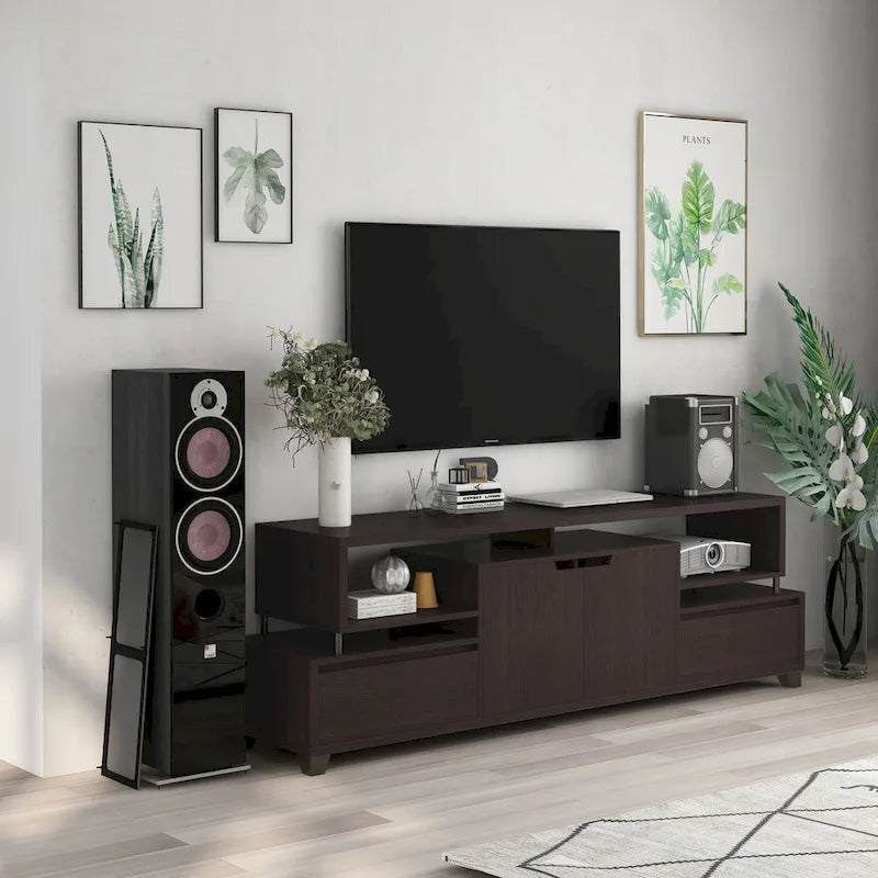 70" TV Console with Drawers & Shelves – Cappuccino, Modern Style, Fits up to 68" TV