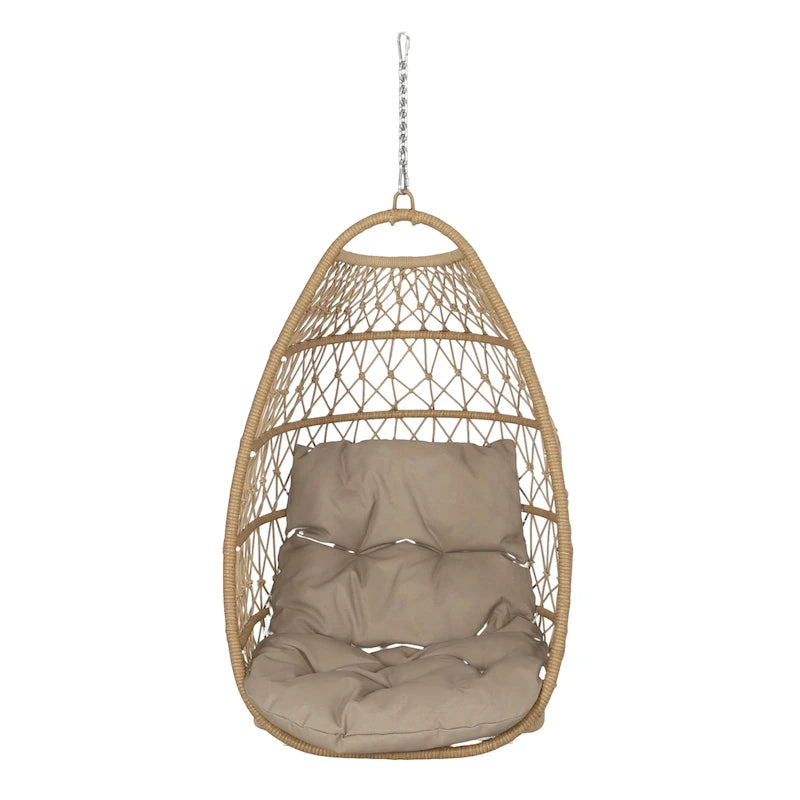 Elmcrest Wicker Outdoor Hanging Basket Chair with Cushions by Christopher Knight Home