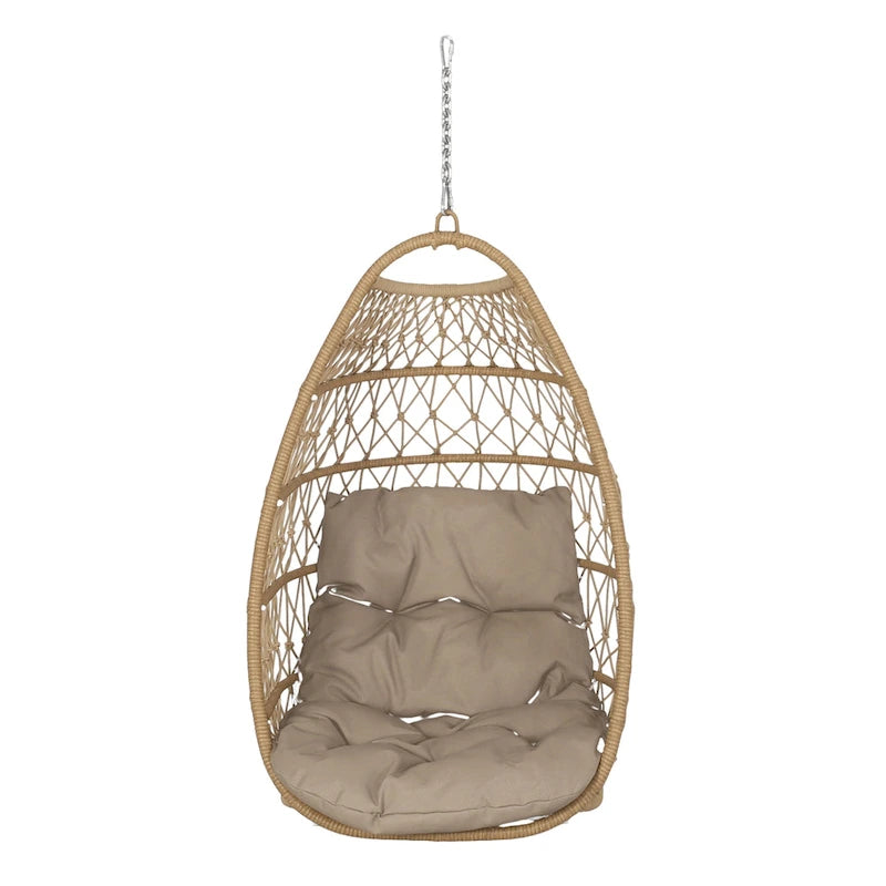 Elmcrest Wicker Outdoor Hanging Basket Chair with Cushions by Christopher Knight Home