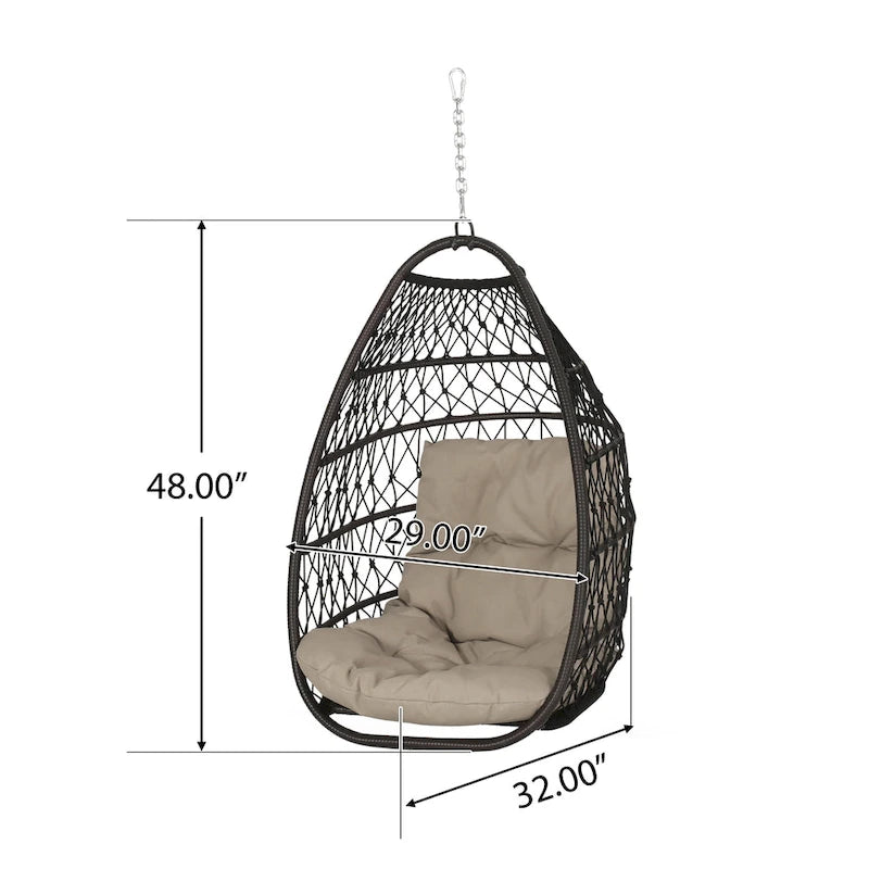 Elmcrest Wicker Outdoor Hanging Basket Chair with Cushions by Christopher Knight Home