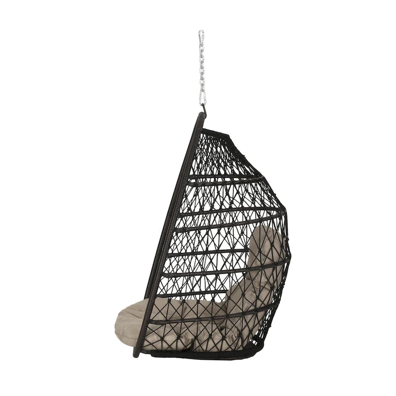 Elmcrest Wicker Outdoor Hanging Basket Chair with Cushions by Christopher Knight Home