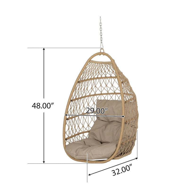 Elmcrest Wicker Outdoor Hanging Basket Chair with Cushions by Christopher Knight Home