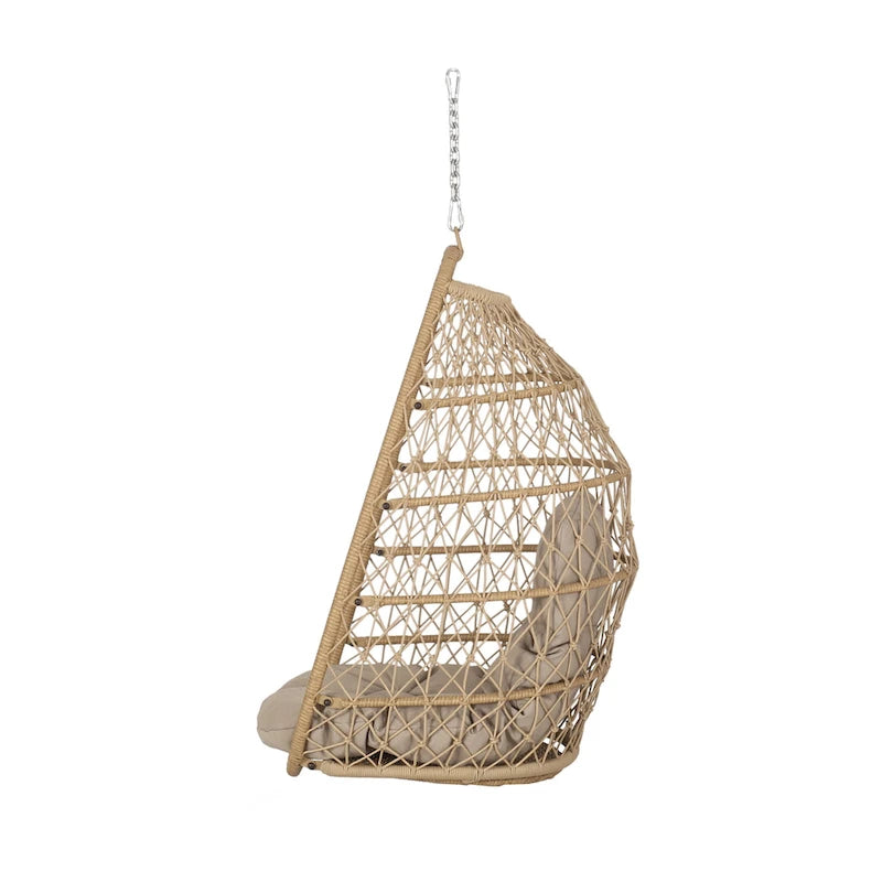 Elmcrest Wicker Outdoor Hanging Basket Chair with Cushions by Christopher Knight Home
