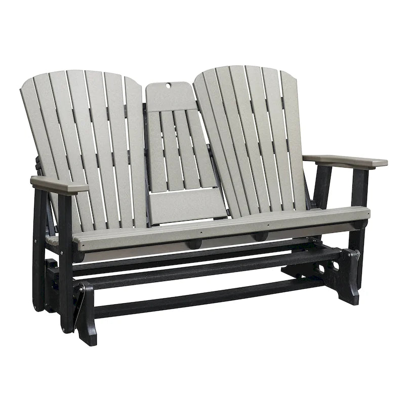 American Furniture Classics Two Seat Fan Back Glider with Drop Down Table/Cup Holder - N/A