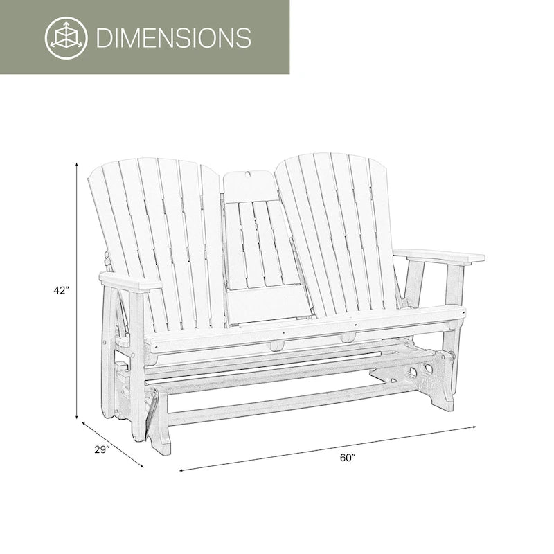 American Furniture Classics Two Seat Fan Back Glider with Drop Down Table/Cup Holder - N/A