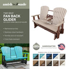 American Furniture Classics Two Seat Fan Back Glider with Drop Down Table/Cup Holder - N/A