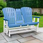 American Furniture Classics Two Seat Fan Back Glider with Drop Down Table/Cup Holder - N/A