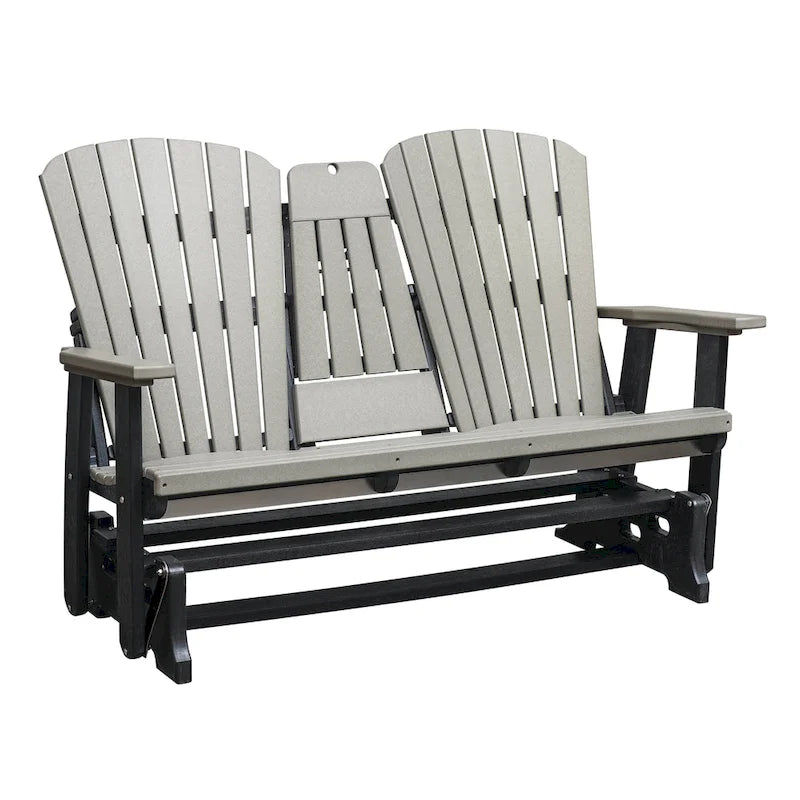 American Furniture Classics Two Seat Fan Back Glider with Drop Down Table/Cup Holder - N/A