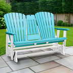 American Furniture Classics Two Seat Fan Back Glider with Drop Down Table/Cup Holder - N/A