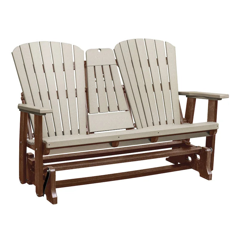American Furniture Classics Two Seat Fan Back Glider with Drop Down Table/Cup Holder - N/A