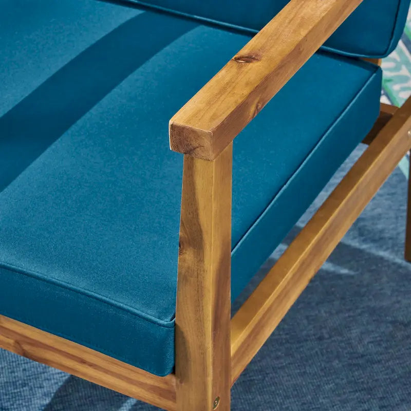 Newbury Outdoor Acacia Wood Club Chairs with Water-Resistant Cushions (Set of 4) by Christopher Knight Home