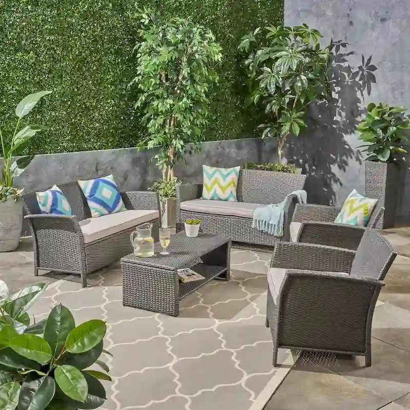 St. Lucia Outdoor 6 Seater Wicker Chat Set by Christopher Knight Home