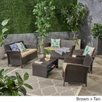 St. Lucia Outdoor 6 Seater Wicker Chat Set by Christopher Knight Home