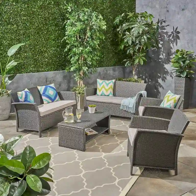 St. Lucia Outdoor 6 Seater Wicker Chat Set by Christopher Knight Home