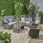 St. Lucia Outdoor 6 Seater Wicker Chat Set by Christopher Knight Home