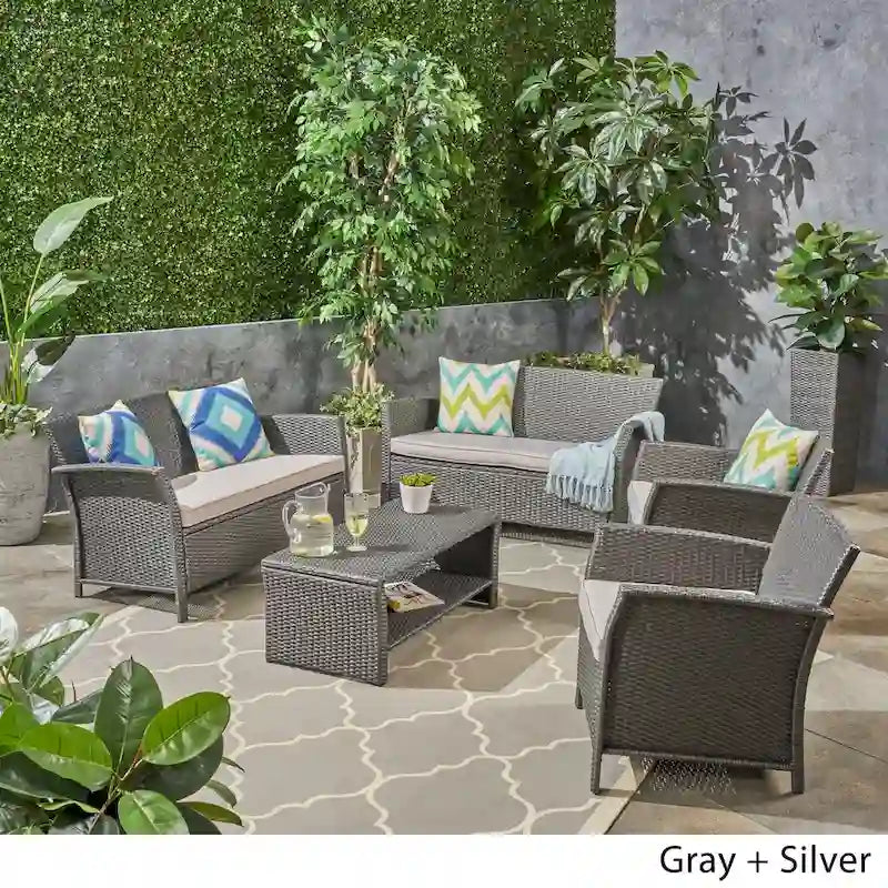 St. Lucia Outdoor 6 Seater Wicker Chat Set by Christopher Knight Home