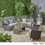 St. Lucia Outdoor 6 Seater Wicker Chat Set by Christopher Knight Home