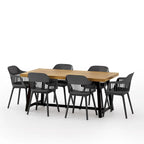 Dahlia Outdoor Wood and Resin Outdoor 7 Piece Dining Set by Christopher Knight Home