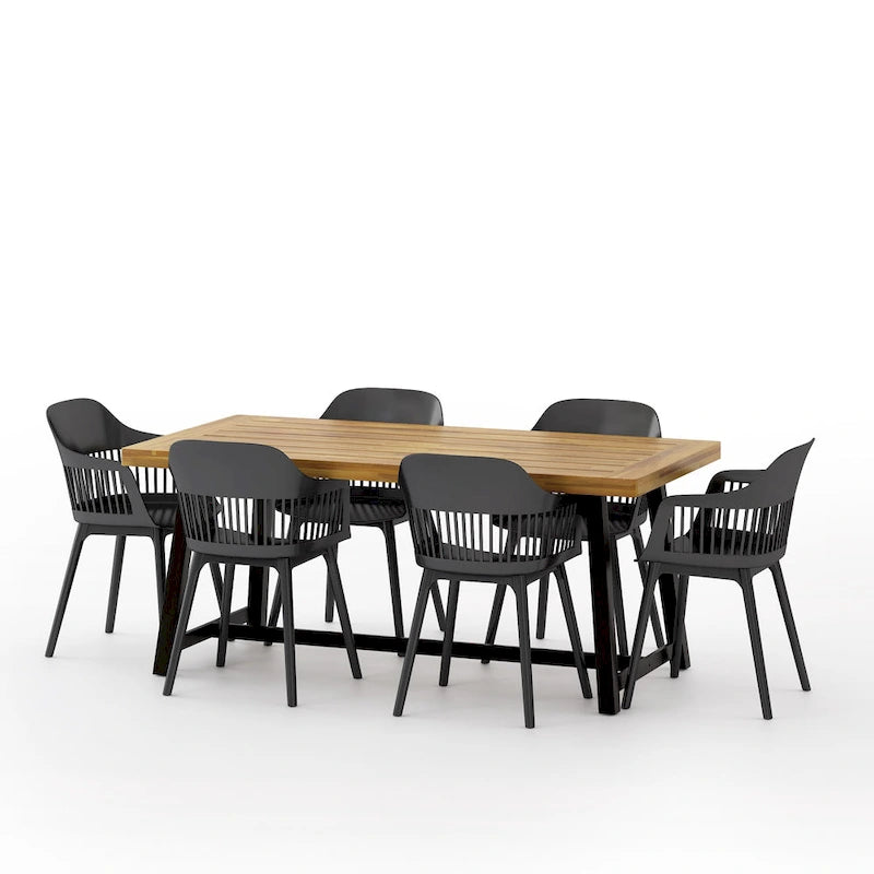 Dahlia Outdoor Wood and Resin Outdoor 7 Piece Dining Set by Christopher Knight Home