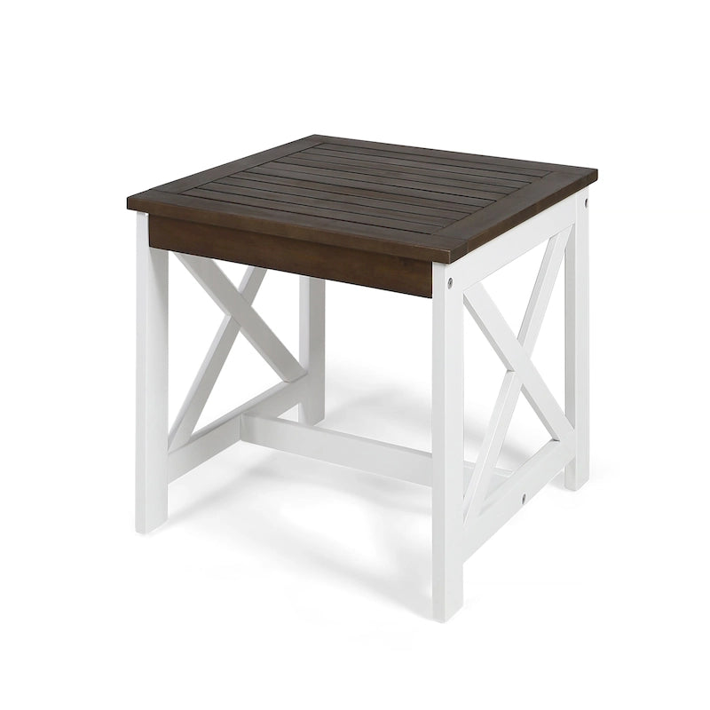 Christopher Knight Home Cassara Outdoor Farmhouse Cottage Square Acacia Wood End Table