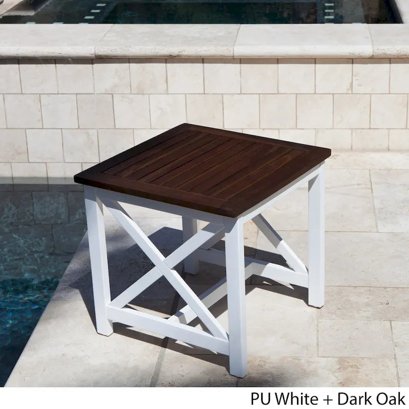 Christopher Knight Home Cassara Outdoor Farmhouse Cottage Square Acacia Wood End Table