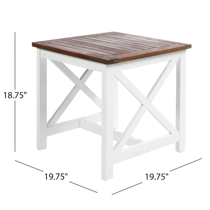 Christopher Knight Home Cassara Outdoor Farmhouse Cottage Square Acacia Wood End Table