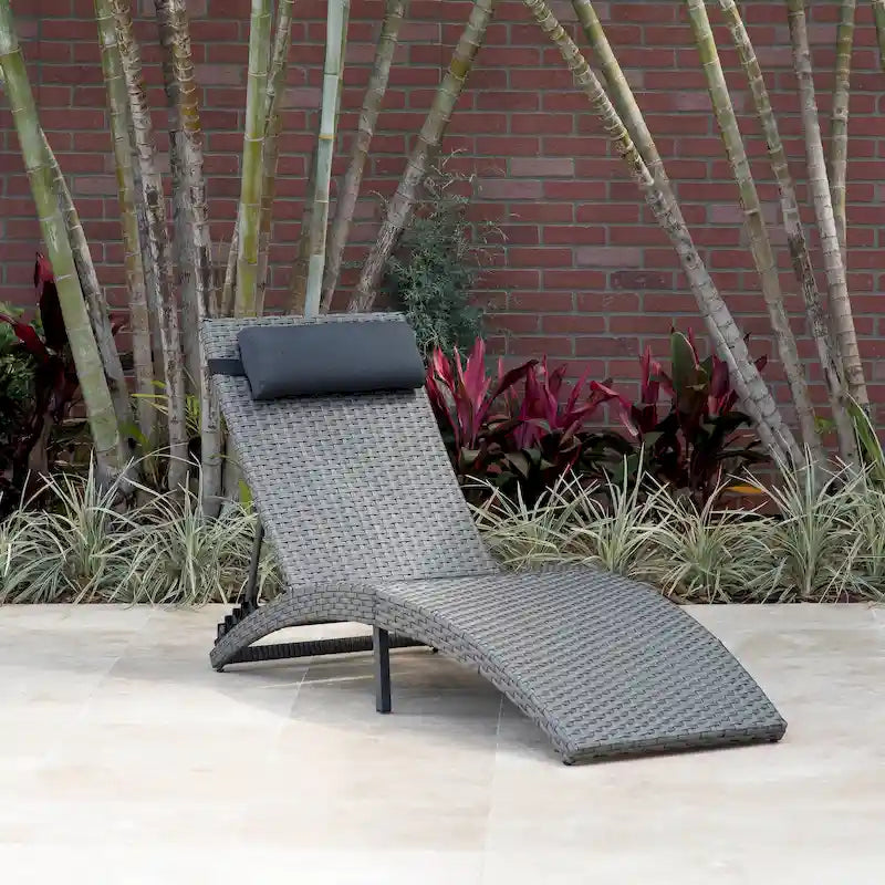 Brown Folding Patio Chaise Lounger Chair