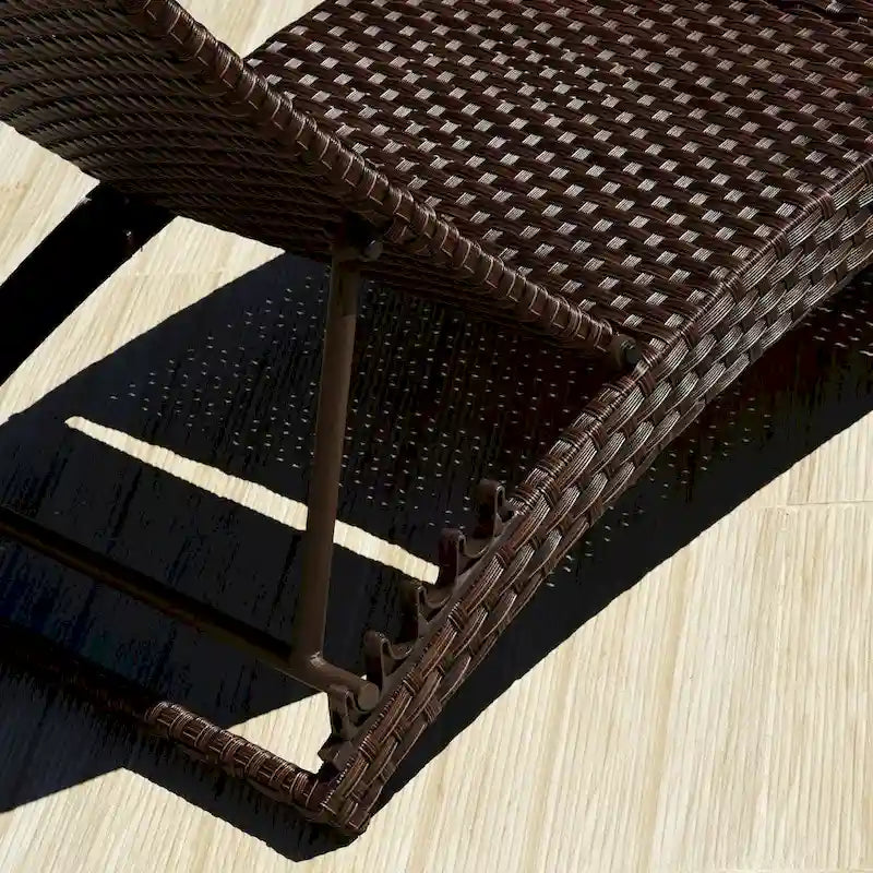 Brown Folding Patio Chaise Lounger Chair