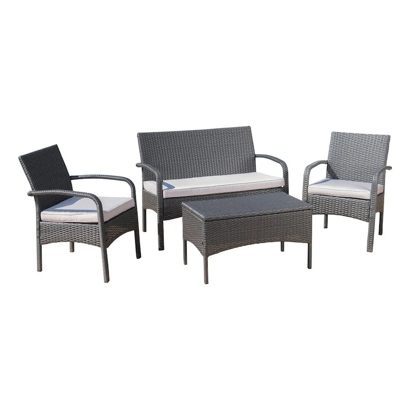 Cordoba Outdoor Wicker 4-piece Conversation Set with Cushions by Christopher Knight Home