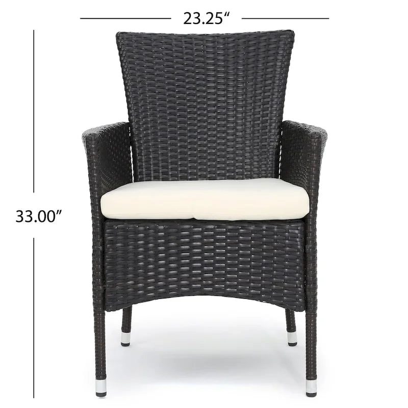 Malaga Outdoor 3-piece Round Wicker Dining Bistro Set with Cushions by Christopher Knight Home