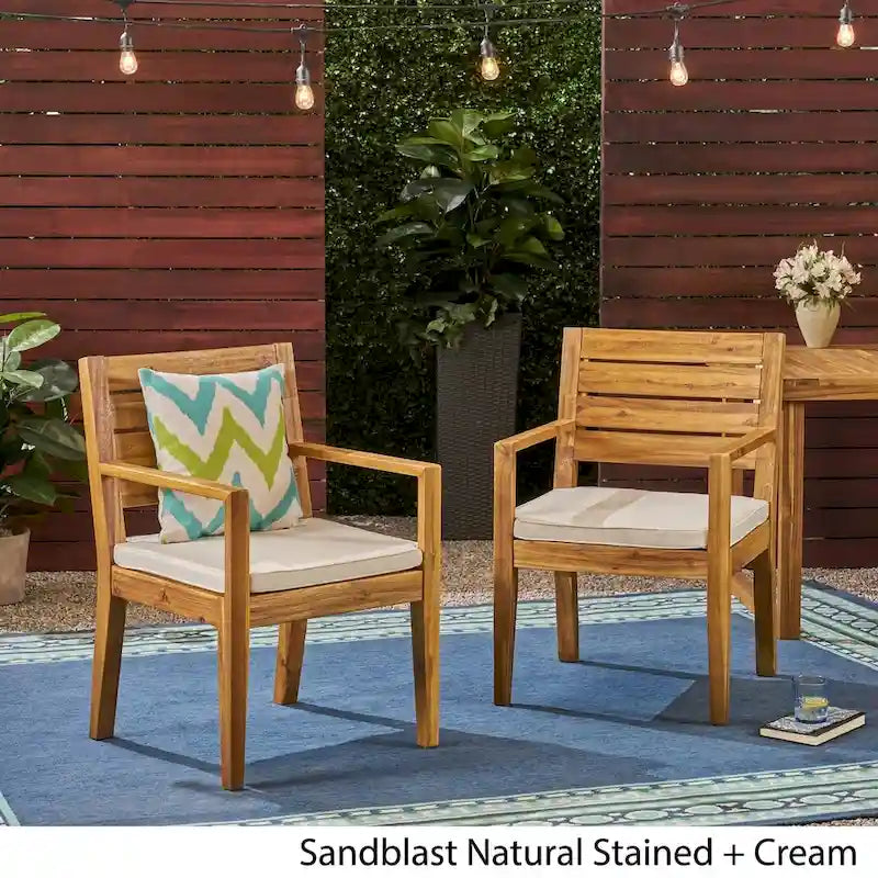 Nestor Outdoor Acacia Wood Dining Chairs by Christopher Knight Home