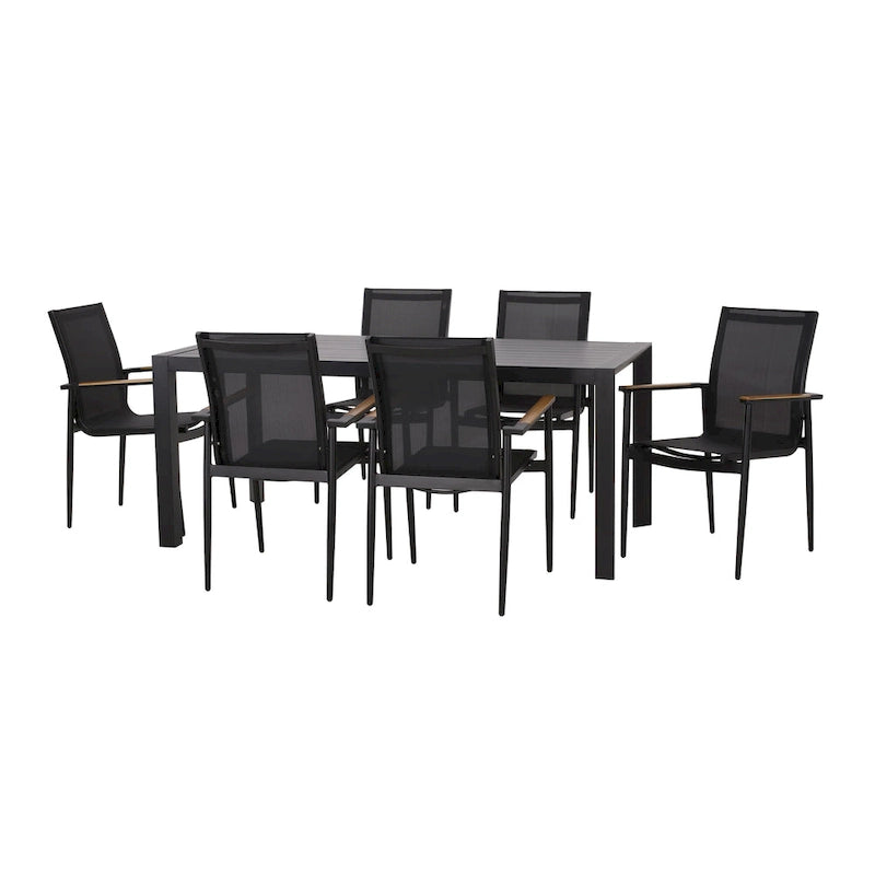 Naop Outdoor Mesh and Aluminum 7 Piece Dining Set by Christopher Knight Home