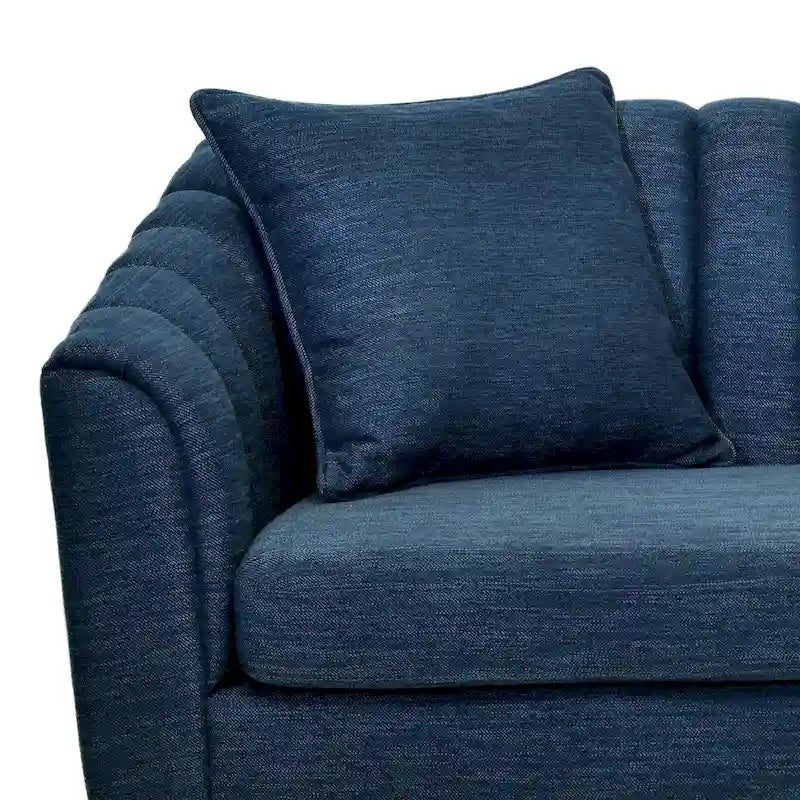 Channel-Tufted Sofa with Sloped Arms & Walnut Legs – Blush / Beige / Cloud Gray / Charcoal / Navy Blue, Mid-Century Modern, Seats 3