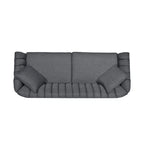 Channel-Tufted Sofa with Sloped Arms & Walnut Legs – Blush / Beige / Cloud Gray / Charcoal / Navy Blue, Mid-Century Modern, Seats 3