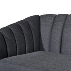 Channel-Tufted Sofa with Sloped Arms & Walnut Legs – Blush / Beige / Cloud Gray / Charcoal / Navy Blue, Mid-Century Modern, Seats 3