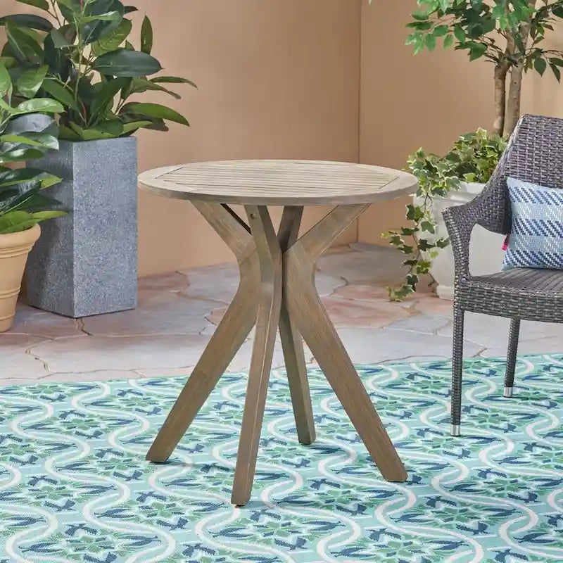 Kent Outdoor 3 Piece Acacia Wood and Wicker Bistro Set by Christopher Knight Home - N/A